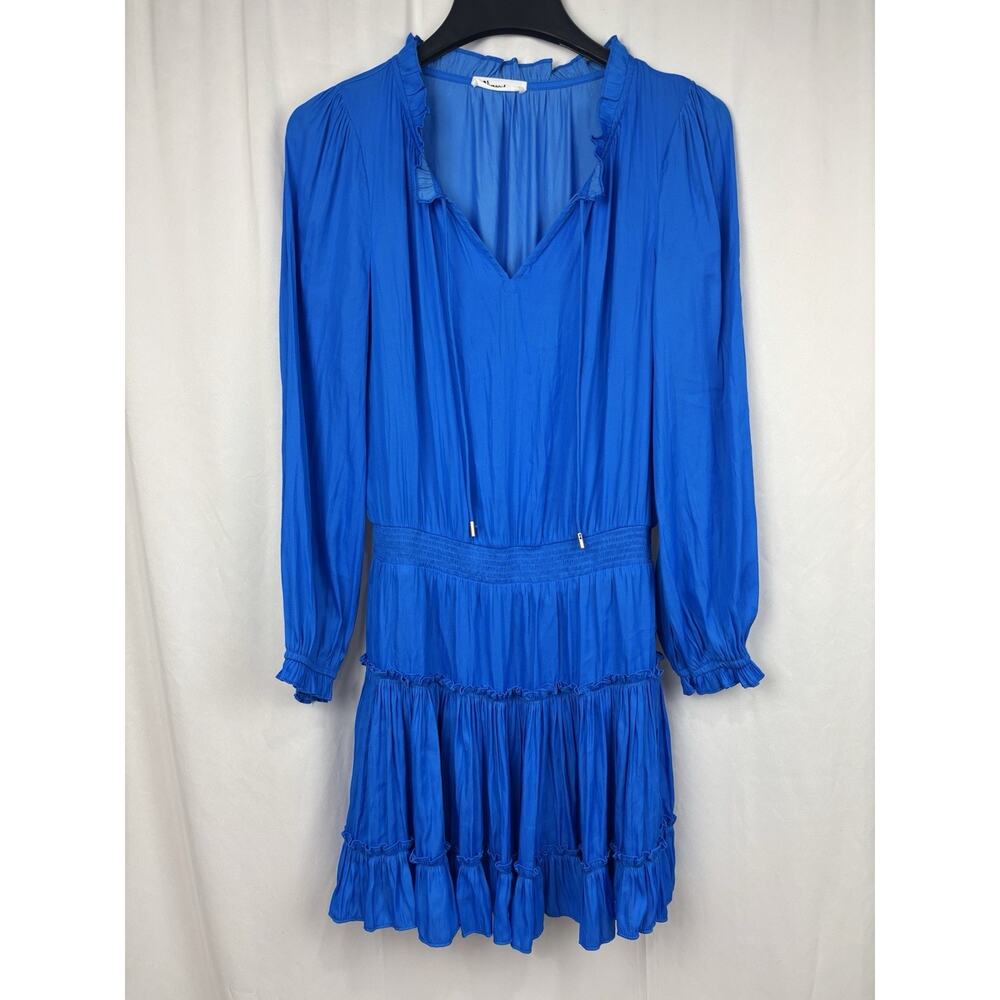 Vernacular Royal Blue Tiered Long Sleeve Dress Size S Boho Peasant Ruffle
